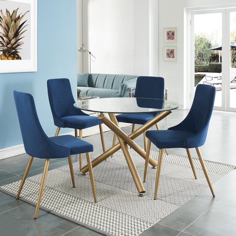 !nspire Carmilla 202-353BLU Dining Chair - Blue and Aged Gold IMAGE 5