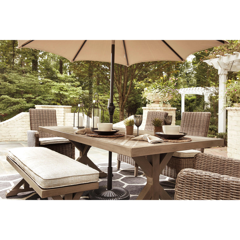 Signature Design by Ashley Beachcroft P791-625 Rectangular Dining Table with Umbrella Option IMAGE 6