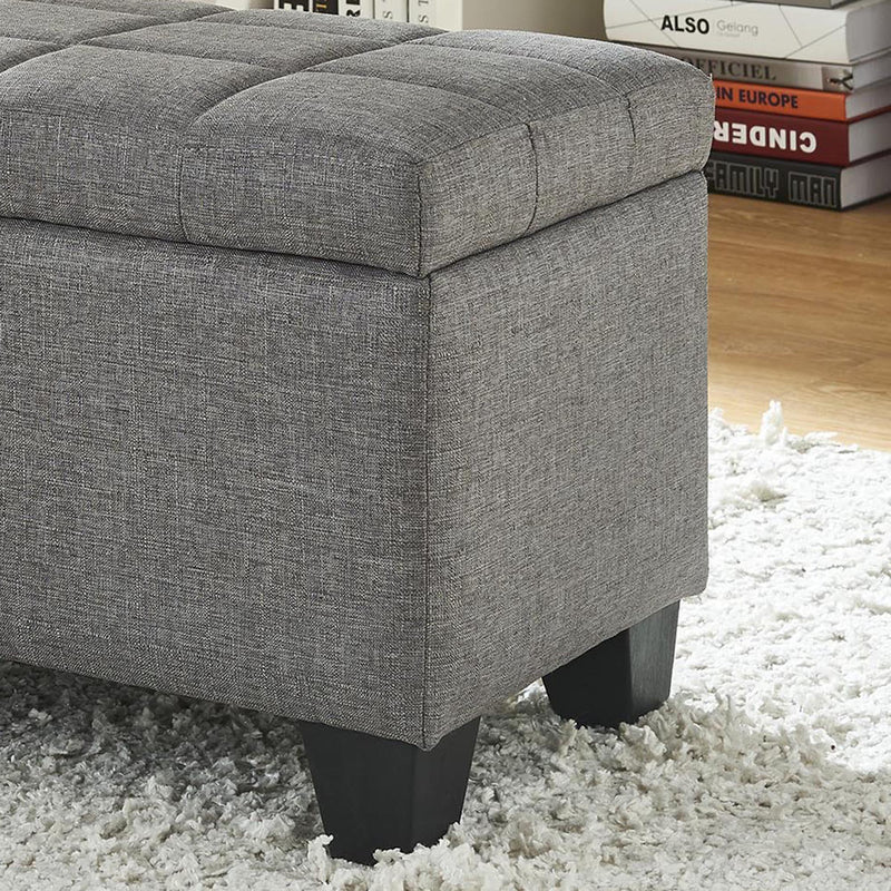 Worldwide Home Furnishings Lila 402-777GY Rectangular Storage Ottoman Bench - Grey IMAGE 5