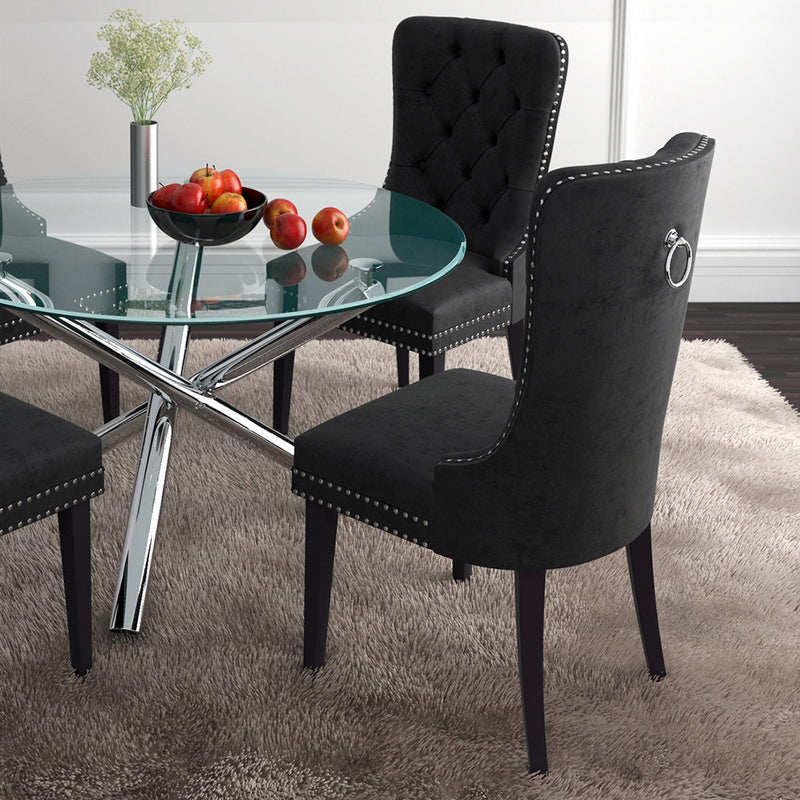 !nspire Rizzo 202-080BK Dining Chair, Velvet - Black IMAGE 2