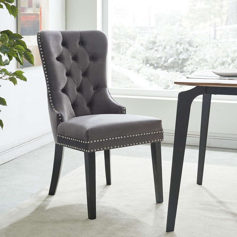 !nspire Rizzo 202-080GY Dining Chair, Velvet - Grey and Black IMAGE 4