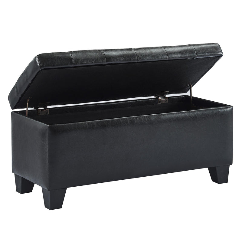 Worldwide Home Furnishings Winston 402-257BK Rectangular Storage Ottoman Bench - Black IMAGE 3