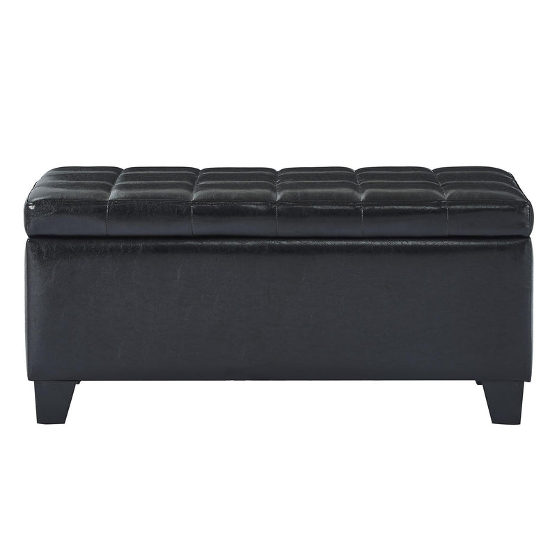 Worldwide Home Furnishings Winston 402-257BK Rectangular Storage Ottoman Bench - Black IMAGE 4