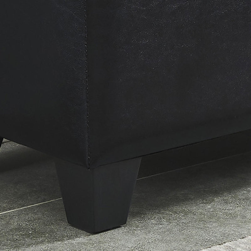 Worldwide Home Furnishings Winston 402-257BK Rectangular Storage Ottoman Bench - Black IMAGE 7