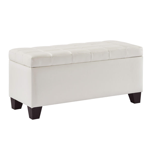 Worldwide Home Furnishings Winston 402-257WT Rectangular Storage Ottoman Bench - White IMAGE 1