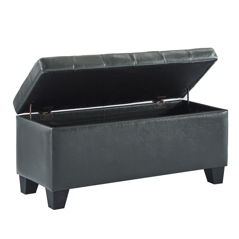 Worldwide Home Furnishings Winston 402-257GY Rectangular Storage Ottoman Bench - Grey IMAGE 1