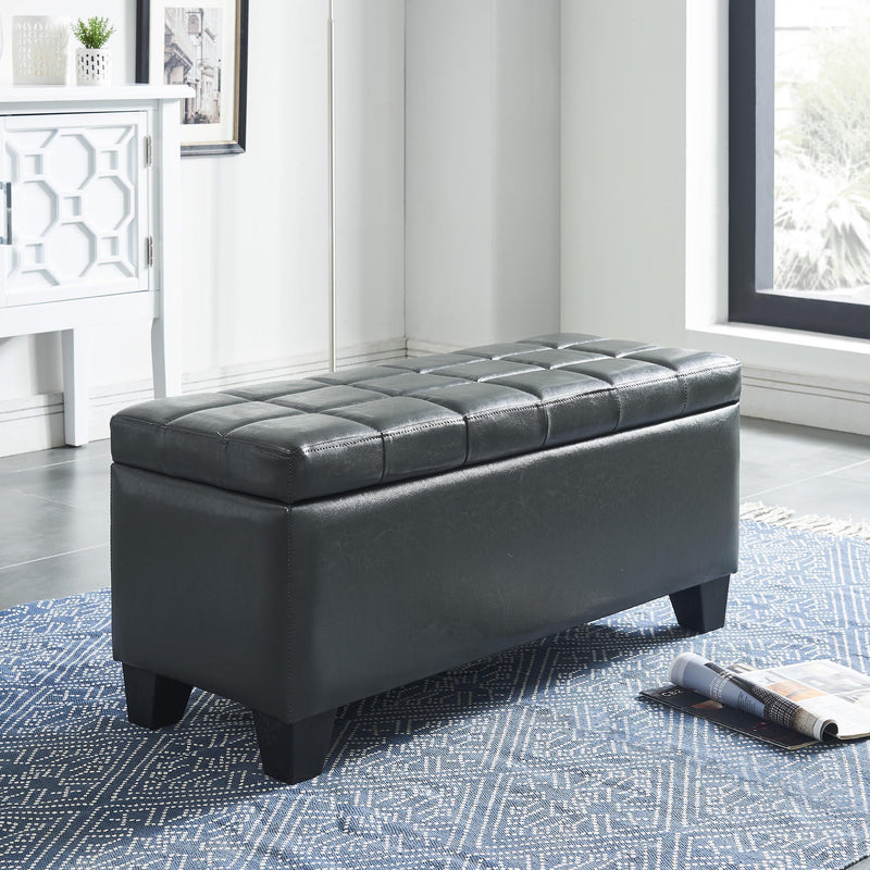 Worldwide Home Furnishings Winston 402-257GY Rectangular Storage Ottoman Bench - Grey IMAGE 2