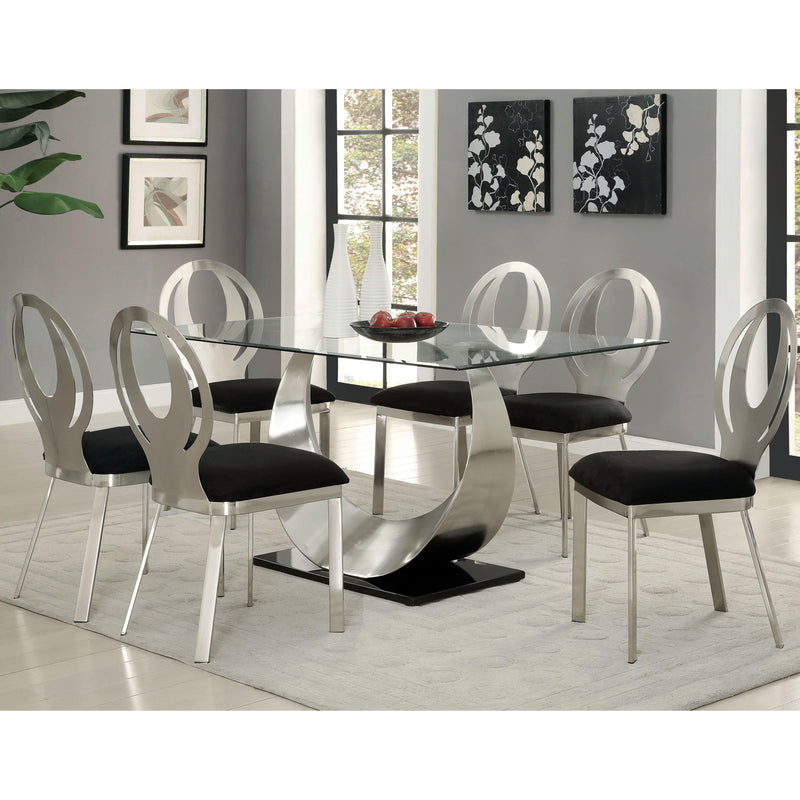 Furniture of America Orla Dining Table with Glass Top & Pedestal Base CM3726T-TABLE IMAGE 7