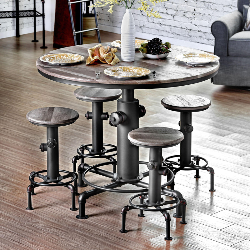 Furniture of America Round Foskey Counter Height Dining Table with Pedestal Base CM3367PT-TABLE IMAGE 2