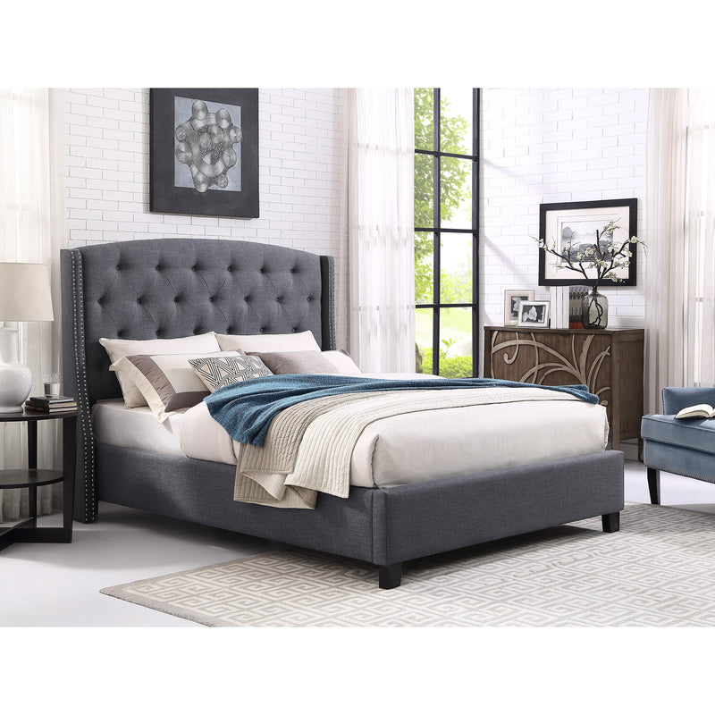 Crown Mark Eva King Upholstered Platform Bed 5111GY-K-HBFB/5111GY-KQ-RAIL IMAGE 4