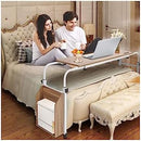 Overbed Table with Wheels, Mobility Table Over Bed, Over Bed Desk Rolling Laptop Desk, Adjustable Desktop Angle and Height, Overbed Trolley Storage Desk