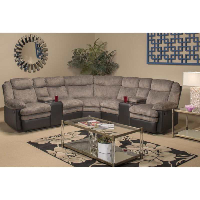 Minhas Furniture Quenton Reclining Fabric 3 pc Sectional QUENTON-CROC-04 IMAGE 1