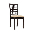 Coaster Furniture Kelso 190822 Lattice Back Dining Side Chair - Cappuccino (Set of 2) IMAGE 1