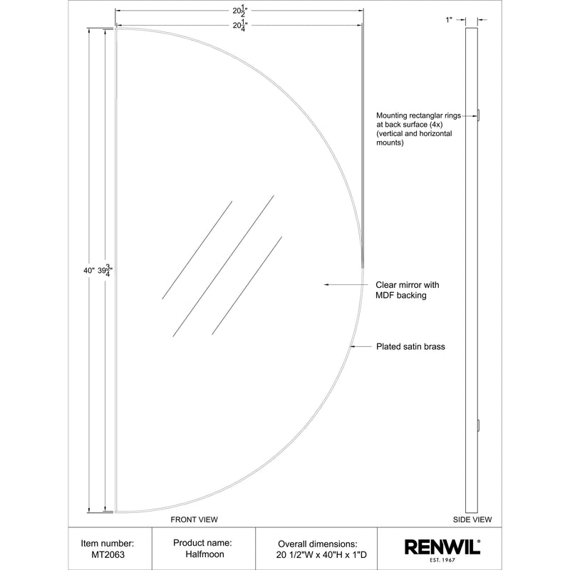  Renwil Halfmoon MT2063 Vanity Mirror IMAGE 6