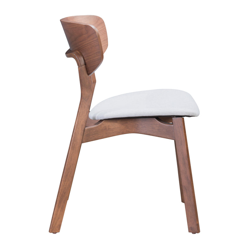  Zuo Russell 100979 Dining Chair - Walnut & Light Grey IMAGE 2