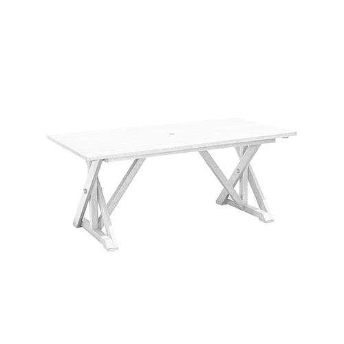 C.R. Plastic Products Harvest T203 Wide Dining Table with 2" Umbrella Hole - White IMAGE 1