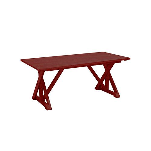 C.R. Plastic Products Harvest T203 Wide Dining Table with 2" Umbrella Hole - Burgundy IMAGE 1