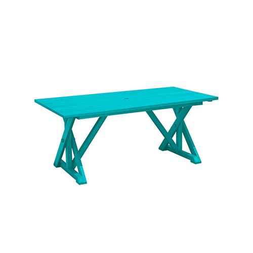 C.R. Plastic Products Harvest T203 Wide Dining Table with 2" Umbrella Hole - Turuqoise IMAGE 1