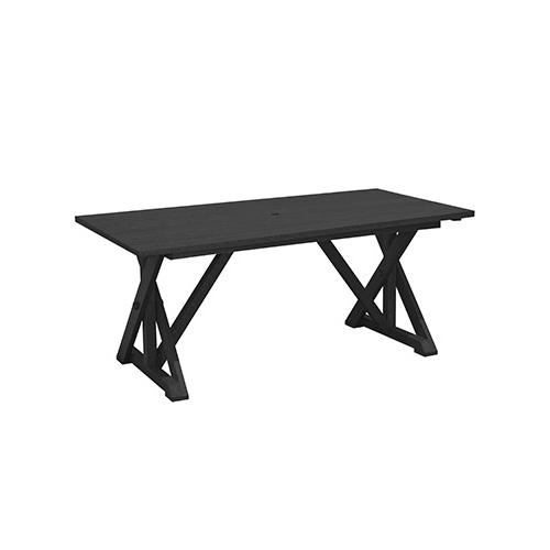 C.R. Plastic Products Harvest T203 Wide Dining Table with 2" Umbrella Hole - Black IMAGE 1