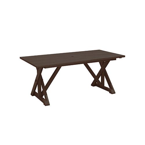 C.R. Plastic Products Harvest T203 Wide Dining Table with 2" Umbrella Hole - Chocolate IMAGE 1