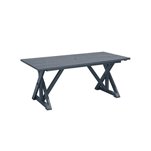 C.R. Plastic Products Harvest T203 Wide Dining Table with 2" Umbrella Hole - Slate Grey IMAGE 1