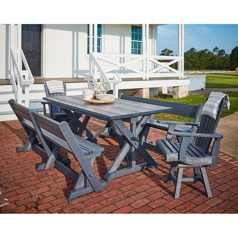 C.R. Plastic Products Harvest T203 Wide Dining Table with 2" Umbrella Hole - Slate Grey IMAGE 2