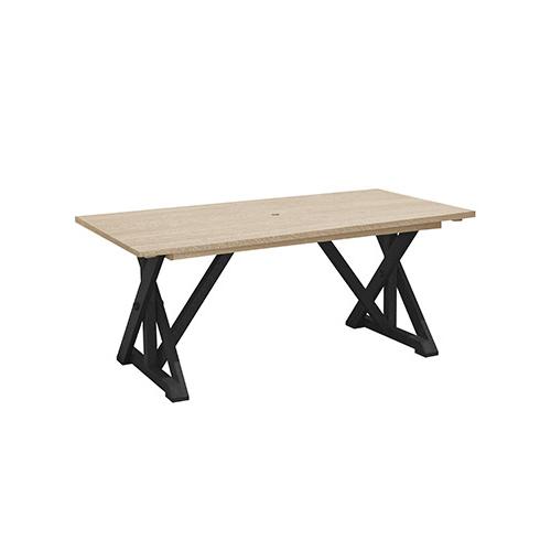 C.R. Plastic Products Harvest T203 Wide Dining Table with 2" Umbrella Hole - Black/Beige IMAGE 1