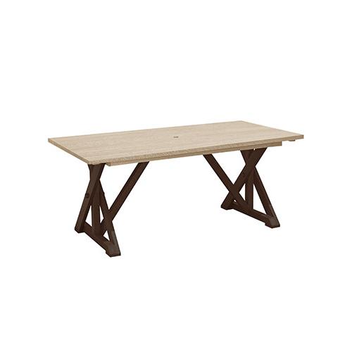 C.R. Plastic Products Harvest T203 Wide Dining Table with 2" Umbrella Hole - Chocolate/Beige IMAGE 1