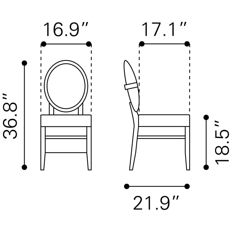  Zuo Regents 100982 Dining Chair - Walnut & Light Grey IMAGE 8