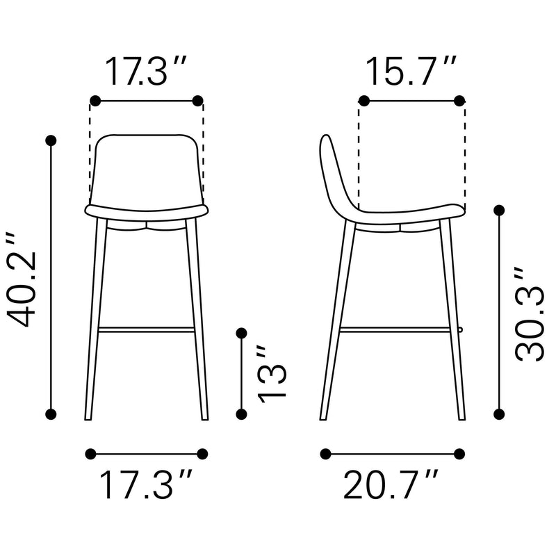  Zuo Tangiers 101086 Barstool - Taupe IMAGE 6