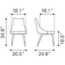  Zuo Piccolo 101089 Dining Chair - Grey IMAGE 10