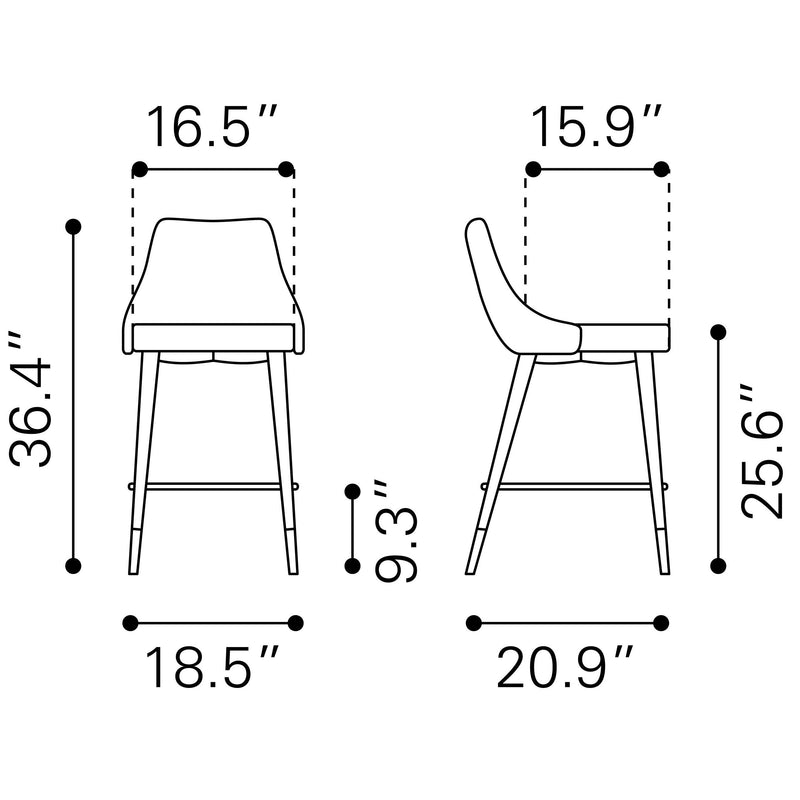  Zuo Piccolo 101095 Counter Stool - Yellow IMAGE 8