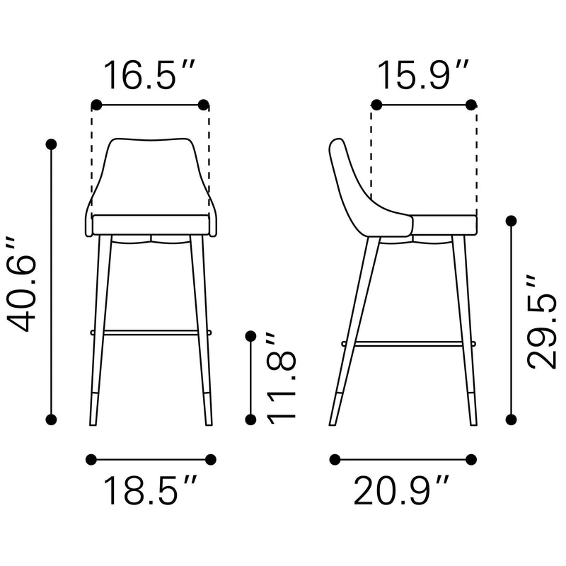  Zuo Piccolo 101096 Barstool - Pink IMAGE 8