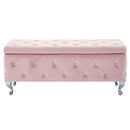 !nspire Monique 402-130BSH Rectangular Storage Ottoman Bench - Blush Pink and Chrome IMAGE 1