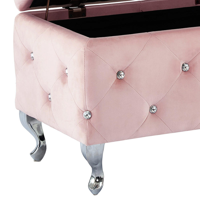 !nspire Monique 402-130BSH Rectangular Storage Ottoman Bench - Blush Pink and Chrome IMAGE 7