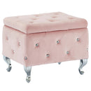 !nspire Monique 402-130SM-BSH Square Storage Ottoman - Blush Pink and Chrome IMAGE 1