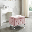 !nspire Monique 402-130SM-BSH Square Storage Ottoman - Blush Pink and Chrome IMAGE 2
