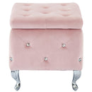 !nspire Monique 402-130SM-BSH Square Storage Ottoman - Blush Pink and Chrome IMAGE 3