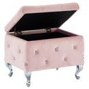 !nspire Monique 402-130SM-BSH Square Storage Ottoman - Blush Pink and Chrome IMAGE 5