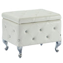 !nspire Monique 402-130SM-WT Square Storage Ottoman - White and Chrome IMAGE 1
