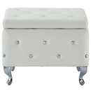 !nspire Monique 402-130SM-WT Square Storage Ottoman - White and Chrome IMAGE 4