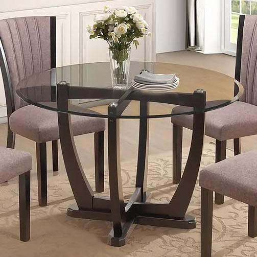  IFDC Round Dining Table with Glass Top and Pedestal Base T1530 IMAGE 1