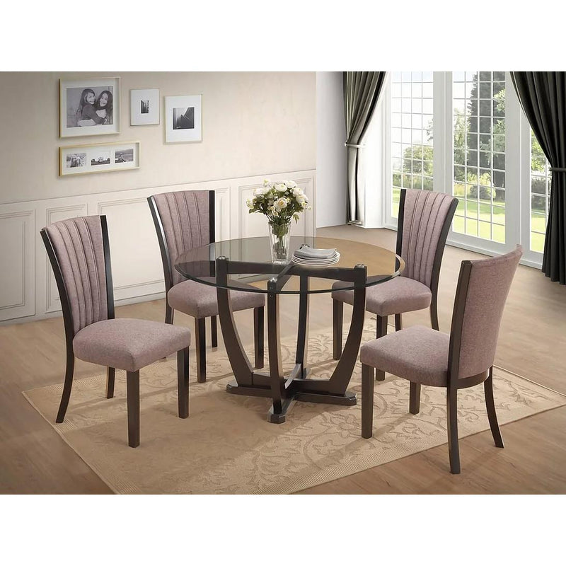  IFDC Round Dining Table with Glass Top and Pedestal Base T1530 IMAGE 2