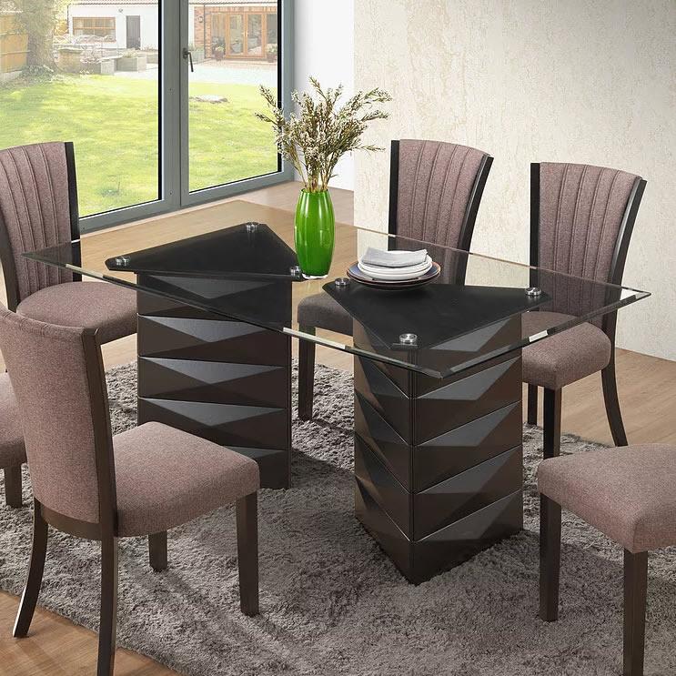  IFDC Dining Table with Glass Top and Pedestal Base T1550 IMAGE 1