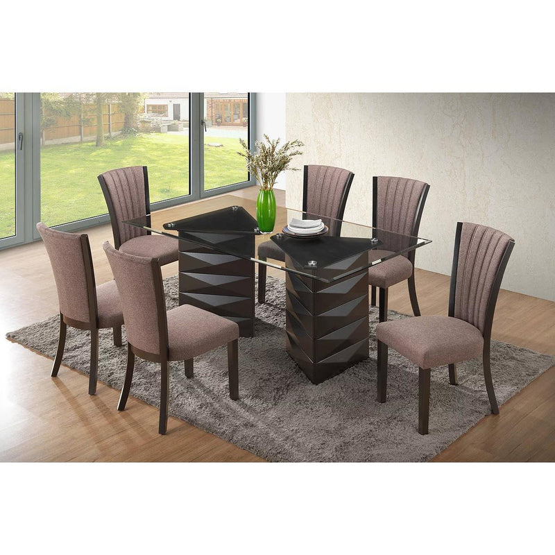  IFDC Dining Table with Glass Top and Pedestal Base T1550 IMAGE 2