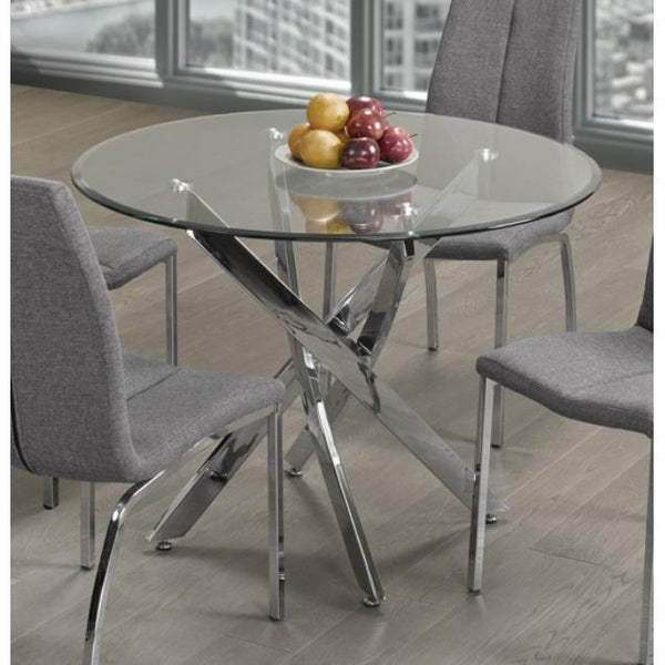 Titus Furniture Round Dining Table with Glass Top and Pedestal Base T-3460-T IMAGE 1