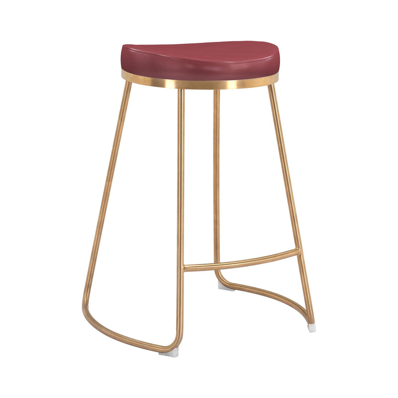  Zuo Bree 101261 Counter Stool - Burgundy & Gold IMAGE 1