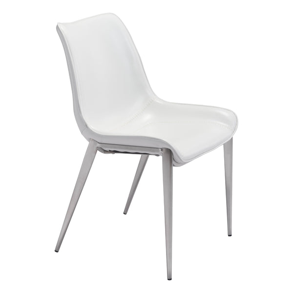  Zuo Magnus 101270 Dining Chair - White & Silver IMAGE 1