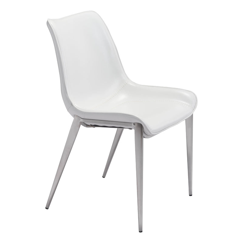  Zuo Magnus 101270 Dining Chair - White & Silver IMAGE 1