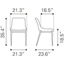  Zuo Magnus 101270 Dining Chair - White & Silver IMAGE 9